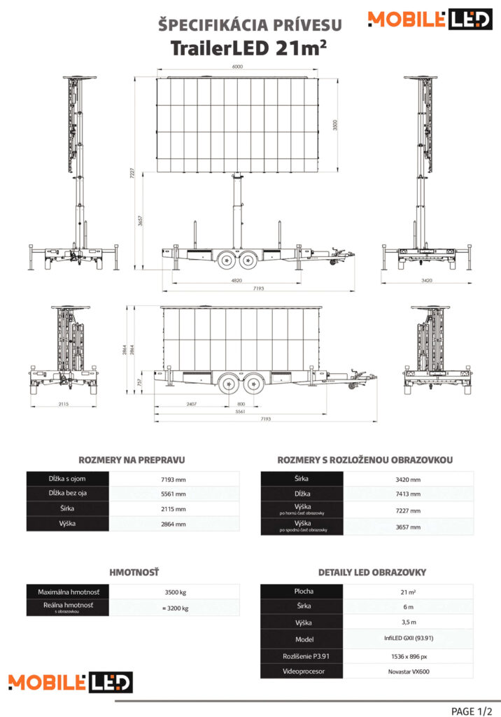 Mobilná trailer led obrazovka v rozmere 21m² a jej špecifikácie