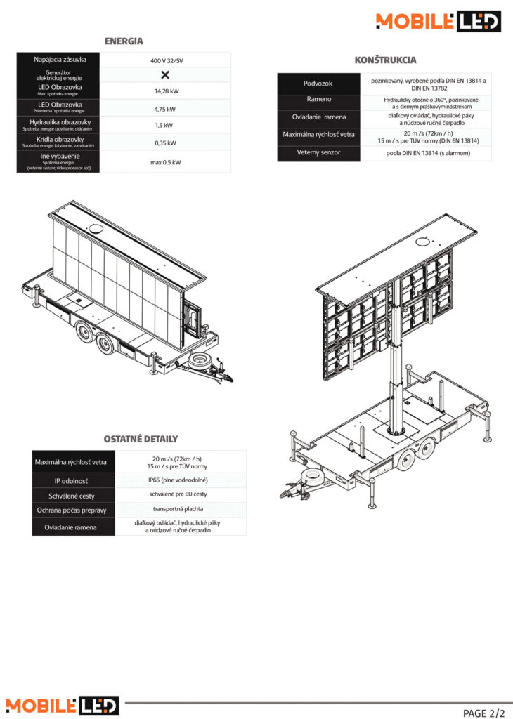 Mobilná trailer led obrazovka v rozmere 21m² a jej špecifikácie 2